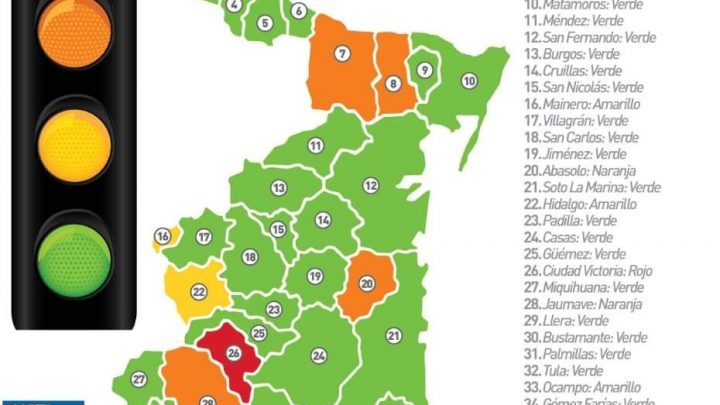 Pasa Tampico a semáforo naranja; pero Madero y Altamira siguen rojo