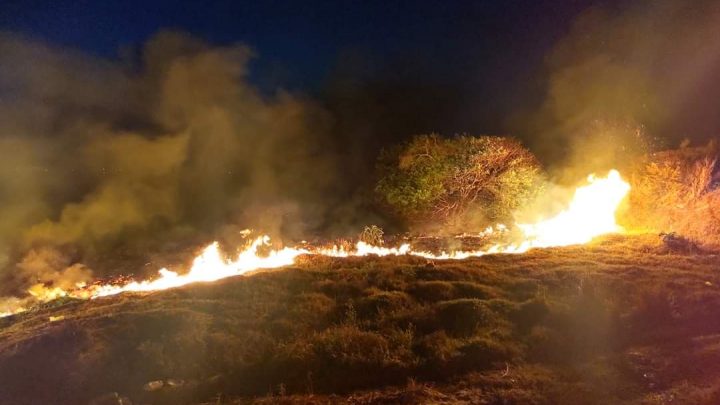 Fuerte incendio de pastizal en  Madero