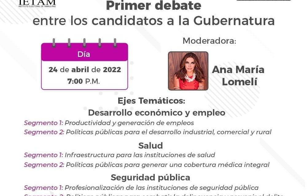 Hoy es el primer debate entre los candidatos a la gubernatura de Tamaulipas