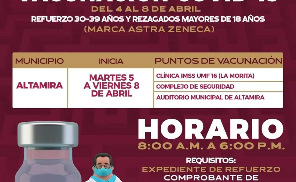 ANUNCIAN SEMANA DE VACUNACIÓN ANTI-COVID EN ALTAMIRA