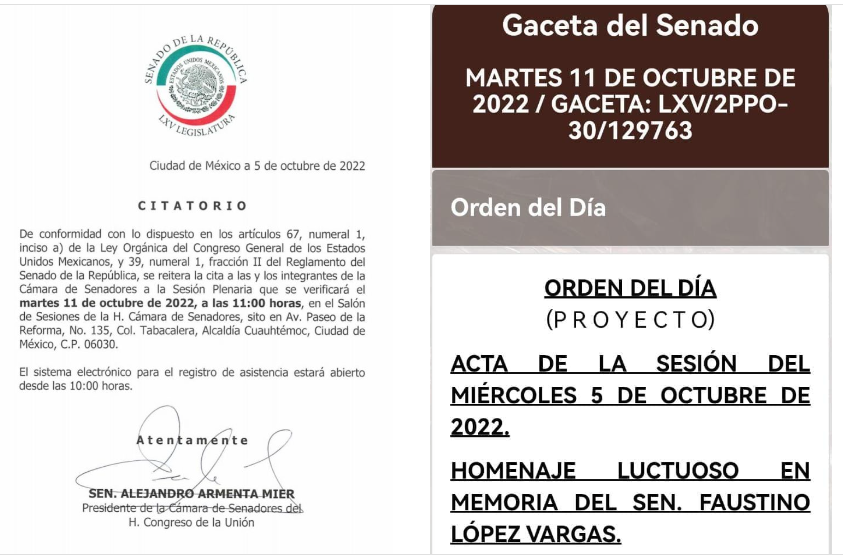 HOY SERÁ EL HOMENAJE LUCTUOSO EN EL SENADO A FAUSTINO LÓPEZ VARGAS