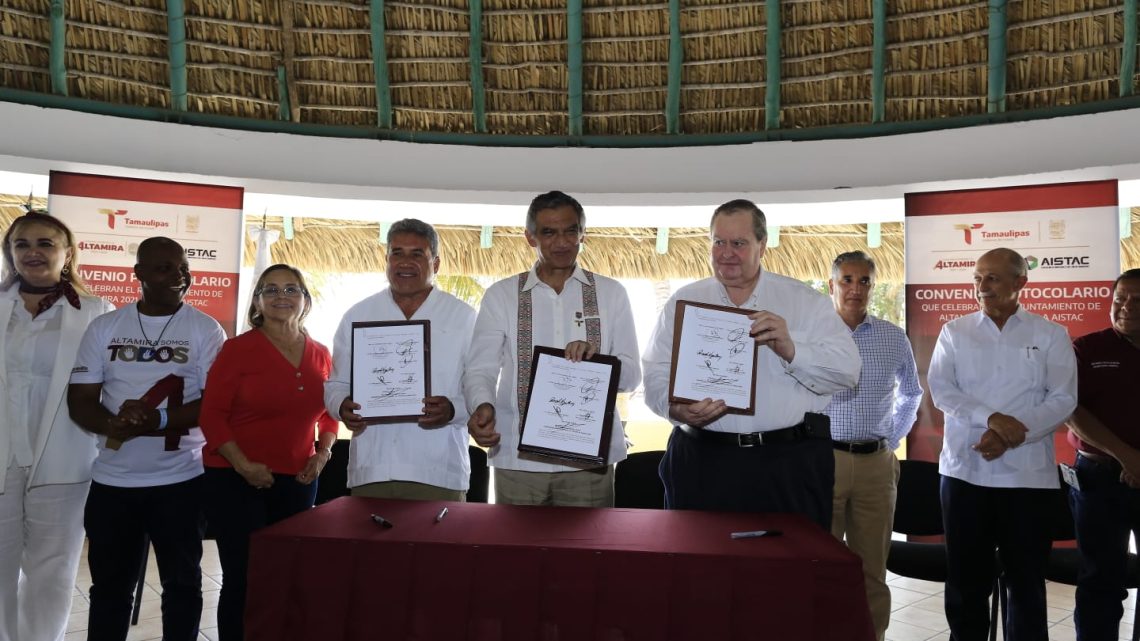 Atestigua gobernador firma de convenio entre AISTAC y gobierno de Altamira para dragar laguna; es muestra de una sociedad colaborativa, destaca