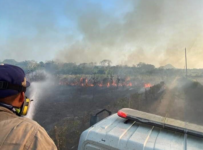 Incendio de pastizal causa pánico entre habitantes de Maravillas