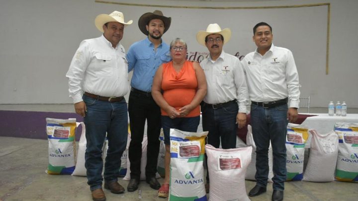 Reciben productores de Abasolo y Soto la Marina más de nueve toneladas de semilla de sorgo y maíz