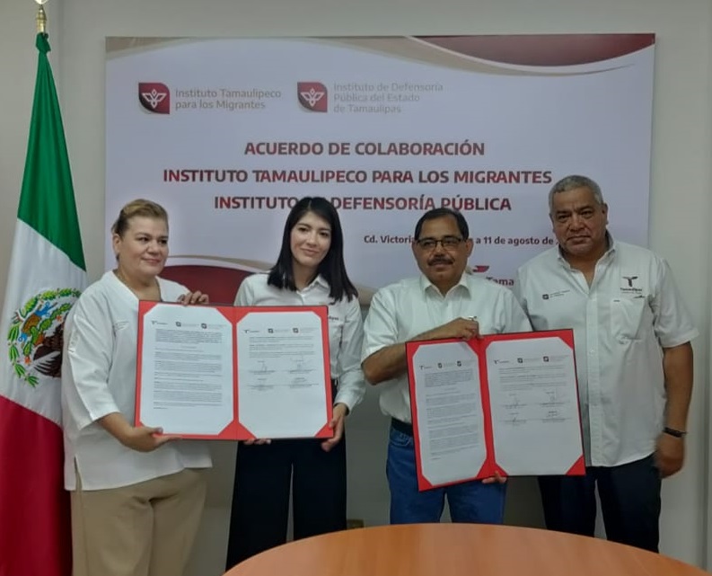 Firman convenio de colaboración el Instituto Tamaulipeco del Migrante y el Instituto de Defensoría Pública