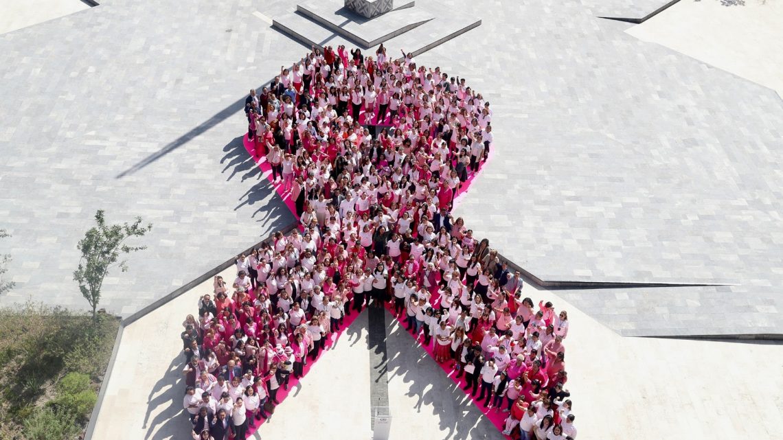 Forman en la Cámara de Diputados un lazo humano rosa a favor de la lucha contra el cáncer de mama