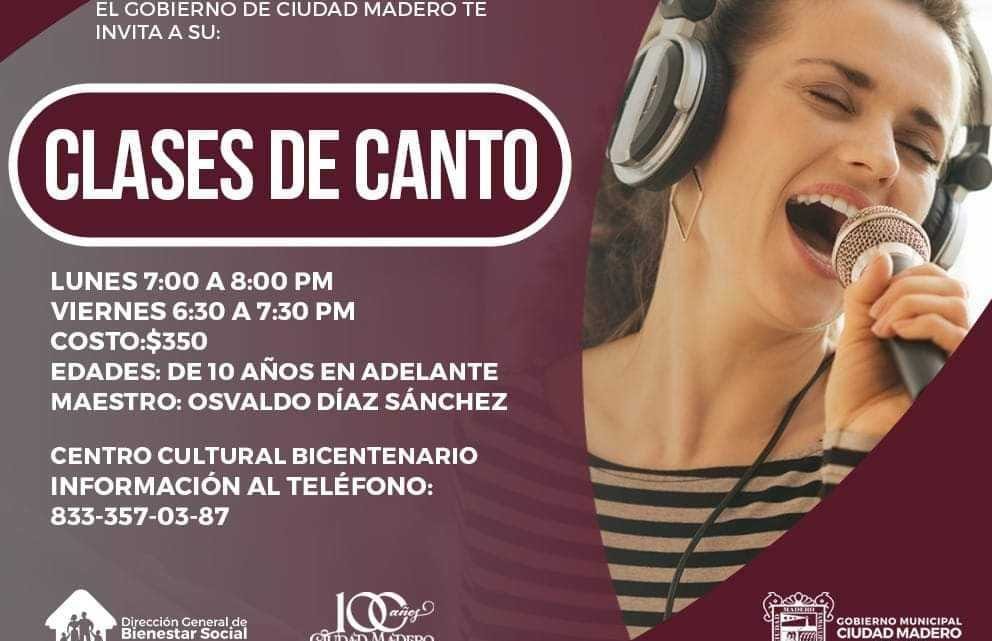 Gobierno de Ciudad Madero invita a participar en clases de canto