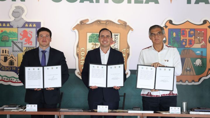 Firma Américo convenio de seguridad con gobernadores de Coahuila y Nuevo León