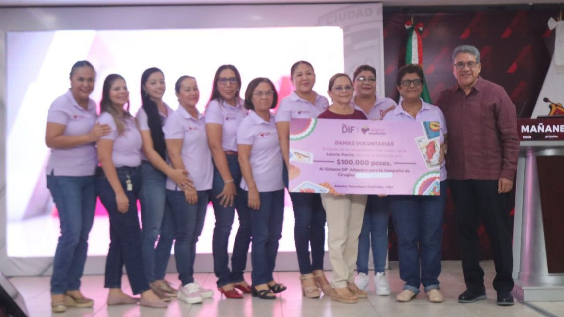 Damas voluntarias del Sistema DIF Altamira donan importante cheque para impulsar la salud visual y auditiva de adultos mayores